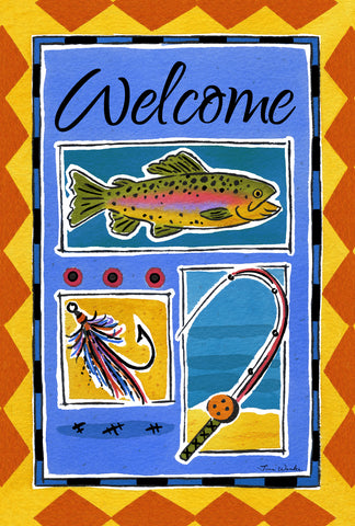 Rainbow Trout Welcome Garden Flag Image