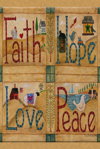 Faith Hope Love Peace House Flag Image