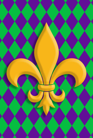 Harlequin Fleur De-Lis Garden Flag Image