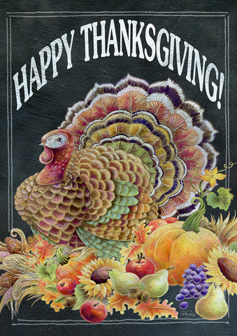Happy Thanksgiving Chalkboard Garden Flag Image