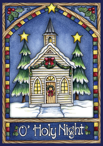 Christmas Church House Flag Image