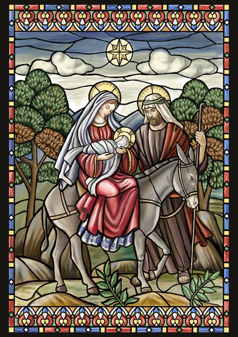 Stained Glass Nativity Garden Flag Image