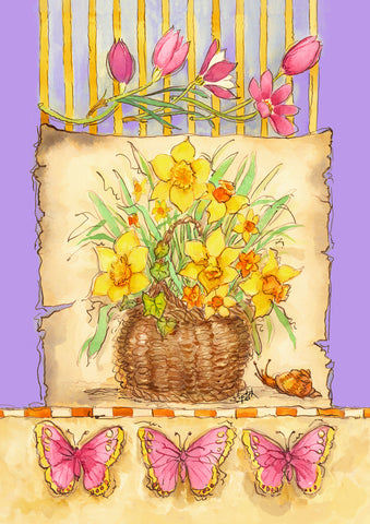 Daffodil Basket Garden Flag Image