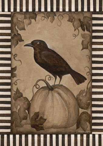Pumpkin Crow Garden Flag Image