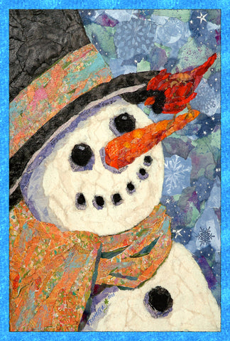 Snowman And Cardinal Garden Flag Image