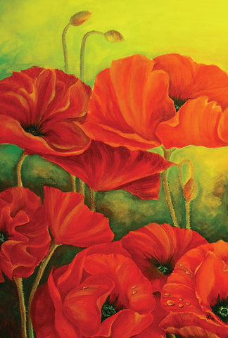Poppies In Bloom House Flag Image