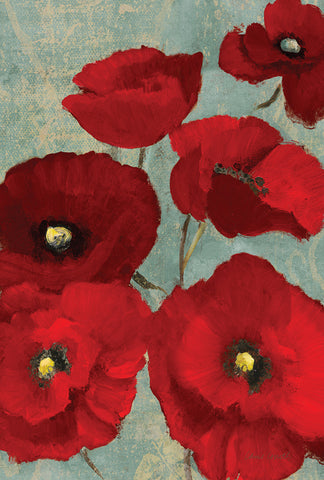 Red Painted Poppies House Flag Image