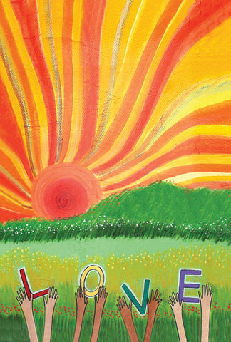 Sunset Love House Flag Image