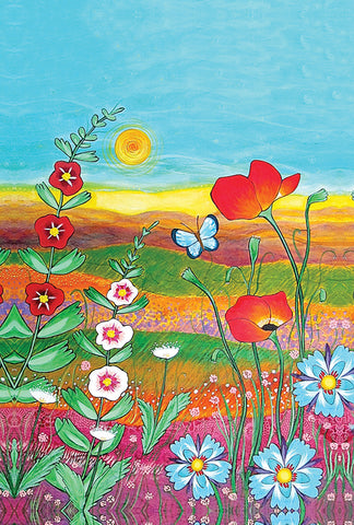 Fields Of Flowers House Flag Image