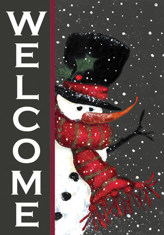 Snowman Welcome Double Sided Garden Flag Image