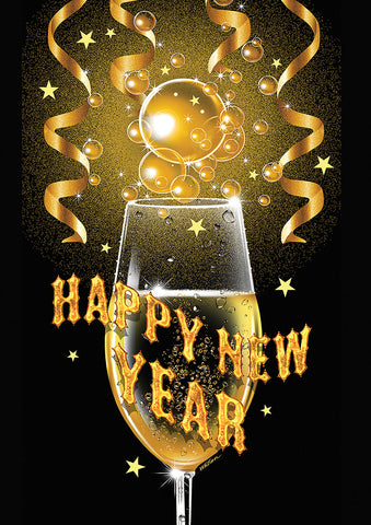 New Year Champagne Double Sided House Flag Image