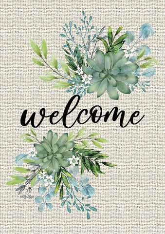 Burlap Welcome Flower Double Sided House Flag Image