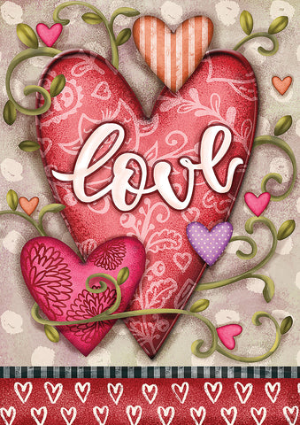 Flower Love Hearts Double Sided House Flag Image