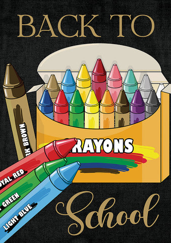 School Crayons Double Sided House Flag Image