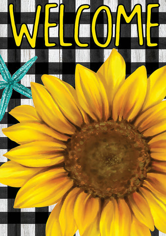 Sandy Sunflower Welcome House Flag Image
