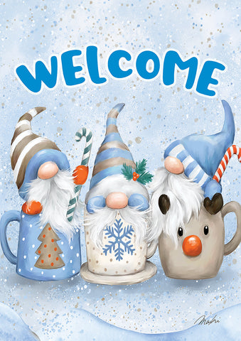Winter Coffee Gnomes Double Sided House Flag Image