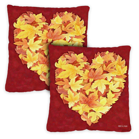 Leaf Heart 18 x 18 Inch Pillow Case Image