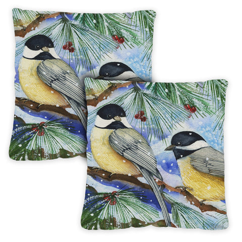 Snowy Birds 18 x 18 Inch Pillow Case Image