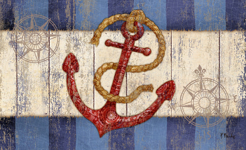 Rustic Anchor and Compass Door Mat Image