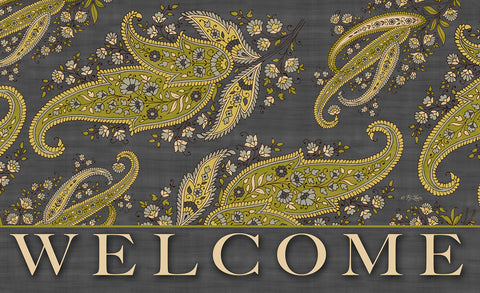 Gray Stained Paisley - Welcome Door Mat Image