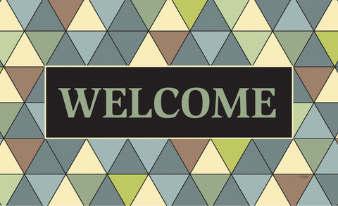 Welcome Triangles - Green Door Mat Image