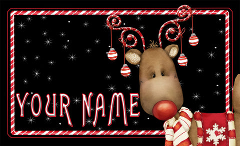 Candy Cane Reindeer Personalized Mat Image