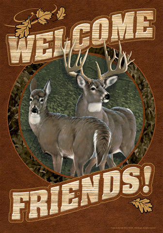 Deer Welcome House Flag Image