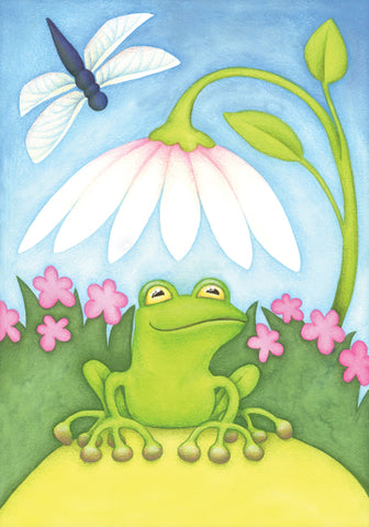 Little Green Frog Garden Flag Image