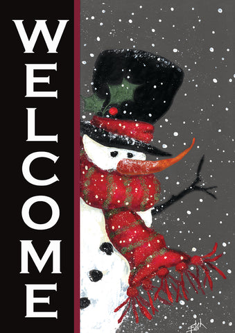 Snowman Welcome Double Sided House Flag Image
