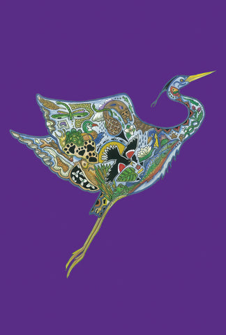 Animal Spirits- Heron In Flight House Flag Image