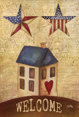 American Stars Welcome House Flag Image