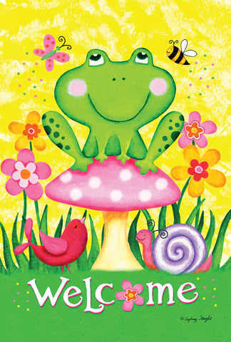 Welcome Froggie And Friends Garden Flag Image