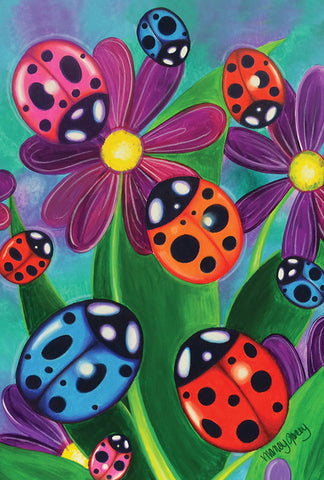 Colorful Ladybirds And Ladybugs Garden Flag Image