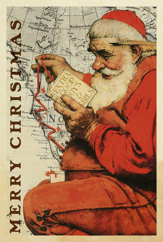 Santa At The Map House Flag Image