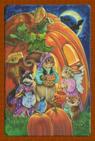 Critter Halloween Garden Flag Image