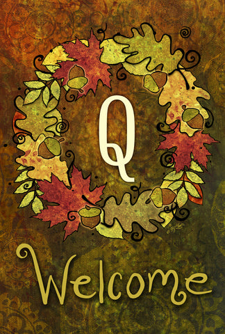 Fall Wreath Monogram Q House Flag Image