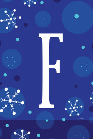 Winter Snowflakes Monogram F House Flag Image