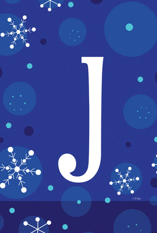 Winter Snowflakes Monogram J Garden Flag Image