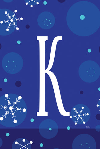 Winter Snowflakes Monogram K Garden Flag Image
