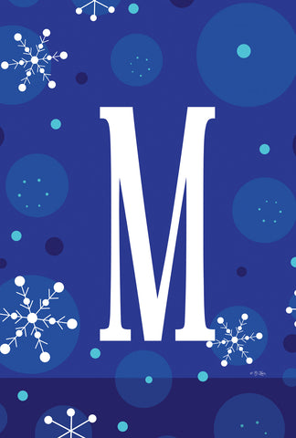 Winter Snowflakes Monogram M Garden Flag Image