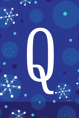 Winter Snowflakes Monogram Q Garden Flag Image