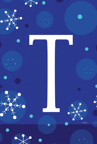 Winter Snowflakes Monogram T Garden Flag Image