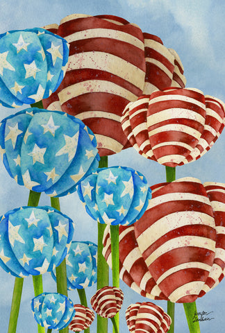 Red, White and Tulip Garden Flag Image