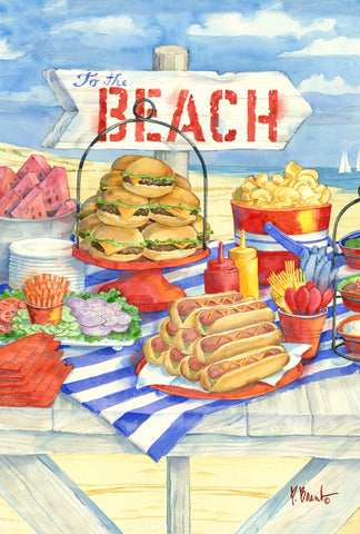 Beach Barbeque House Flag Image
