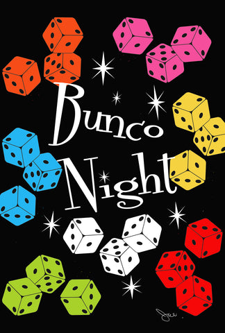 Bunco Night Garden Flag Image