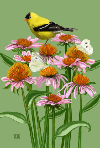 Bird Bouquet House Flag Image