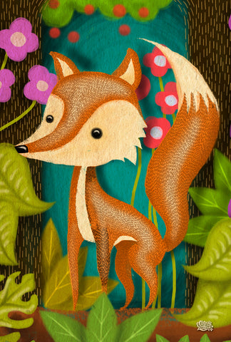 Fox in the Forest Garden Flag Image