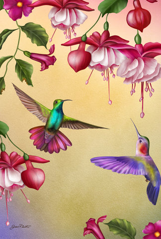 Thirsty Hummingbirds Garden Flag Image