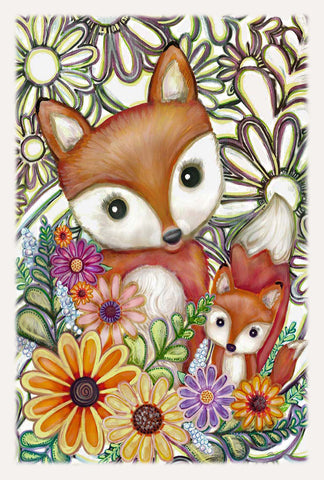 Flower Fox Garden Flag Image