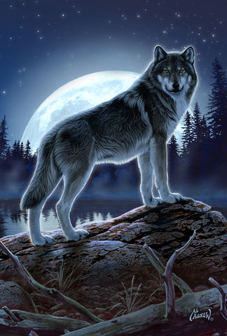 Full Moon Wolf Garden Flag Image